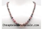 GMN7317 rhodonite graduated beaded necklace & bracelet set