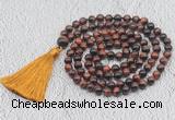 GMN746 Hand-knotted 8mm, 10mm red tiger eye 108 beads mala necklaces with tassel