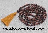 GMN748 Hand-knotted 8mm, 10mm red tiger eye 108 beads mala necklaces with tassel