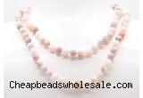 GMN8037 18 - 36 inches 8mm, 10mm natural pink opal 54, 108 beads mala necklaces