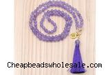 GMN8205 18 - 36 inches 8mm amethyst 54, 108 beads mala necklace with tassel