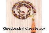 GMN8212 18 - 36 inches 8mm mookaite 54, 108 beads mala necklace with tassel
