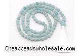 GMN8426 8mm, 10mm matte amazonite 27, 54, 108 beads mala necklace with tassel
