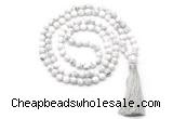 GMN8510 8mm, 10mm white howlite 27, 54, 108 beads mala necklace with tassel