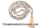GMN8520 8mm, 10mm feldspar 27, 54, 108 beads mala necklace with tassel