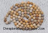 GMN907 Hand-knotted 8mm, 10mm matte fossil coral 108 beads mala necklaces