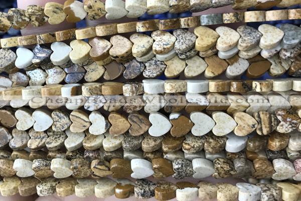 HEAR50 15 inches 6mm heart picture jasper beads