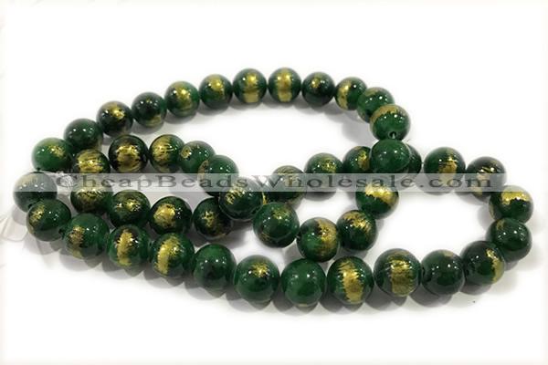 JADE645 15 inches 6mm round golden jade gemstone beads
