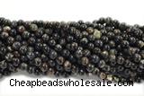 KUNZ08 15 inches 6mm round Peru dye black lepidolite beads