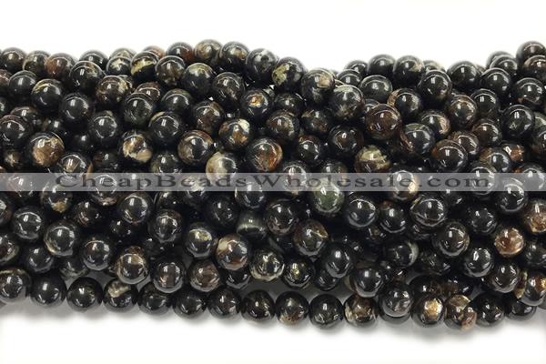 KUNZ09 15 inches 8mm round Peru dye black lepidolite beads