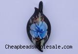 LP84 13*26*58mm leaf inner flower lampwork glass pendants