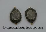 NGC1101 25*35mm teardrop druzy agate connectors wholesale