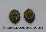 NGC1107 25*35mm oval druzy agate connectors wholesale
