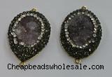 NGC1146 25*35mm freeform druzy agate connectors wholesale