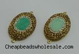NGC1168 25*35mm oval Australia chrysoprase connectors wholesale