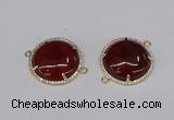 NGC1215 30mm flat round agate gemstone connectors wholesale
