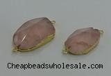 NGC1276 18*25mm - 30*35mm freeform rose quartz connectors