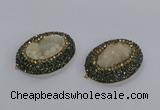 NGC1278 35*45mm oval druzy agate connectors wholesale