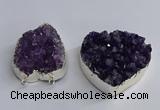 NGC1322 45*50mm - 50*60mm heart druzy amethyst connectors