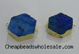 NGC1331 30*30mm - 35*35mm hexagon druzy agate connectors