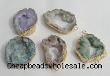 NGC141 30*40mm - 35*45mm freeform plated druzy agate connectors