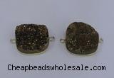 NGC1501 25*25mm square druzy quartz gemstone connectors wholesale