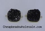 NGC1502 25*25mm square druzy quartz gemstone connectors wholesale