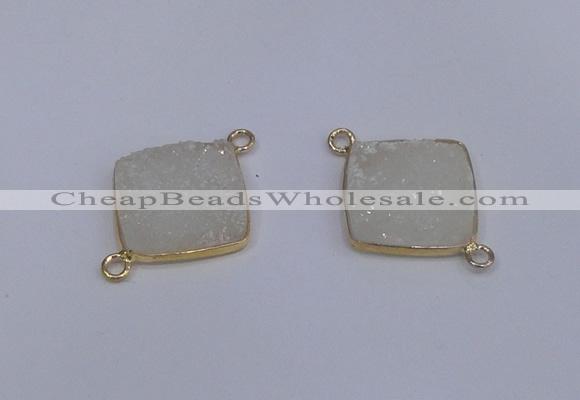 NGC1535 18*18mm diamond druzy quartz gemstone connectors wholesale