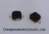 NGC1544 15*15mm square druzy quartz gemstone connectors wholesale