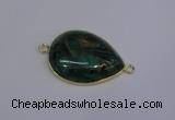 NGC1550 22*30mm teardrop malachite & pyrite gemstone connectors