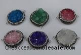 NGC1628 20mm - 28mm flat round druzy quartz connectors wholesale