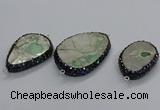 NGC1747 25*35mm - 30*45mm freeform green apple jasper connectors