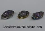NGC1863 20*30mm - 22*35mm marquise plated druzy amethyst connectors