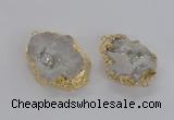 NGC267 35*45mm - 40*50mm freeform plated druzy agate connectors
