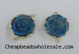 NGC290 23*25mm - 26*28mm carved flower agate gemstone connectors
