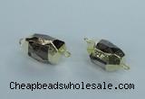 NGC341 15*20mm - 18*25mm faceted nuggets smoky quartz connectors