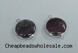NGC385 18mm flat round agate gemstone connectors wholesale