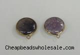NGC391 18mm flat round agate gemstone connectors wholesale