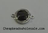 NGC5024 20mm flat round labradorite with rhinestone connectors