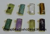 NGC5110 12*30mm - 15*35mm faceted rectangle mixed gemstone connectors