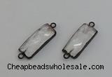 NGC5188 12*30mm - 15*30mm faceted rectangle white crystal connectors