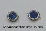 NGC5465 14mm - 15mm flower plated druzy agate connectors wholesale