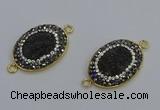 NGC5481 18*25mm oval plated druzy agate gemstone connectors