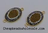 NGC5486 18*25mm oval plated druzy agate gemstone connectors