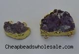 NGC5516 18*25mm - 25*35mm freefrom druzy amethyst connectors