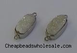 NGC5548 10*22mm - 12*25mm freeform plated druzy quartz connectors