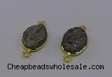 NGC5582 12*16mm oval plated druzy agate connectors wholesale