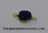 NGC5609 15mm - 16mm coin plated druzy quartz connectors wholesale