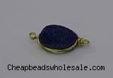 NGC5620 15*20mm oval plated druzy quartz connectors wholesale