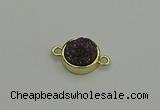 NGC5782 12mm coin plated druzy agate connectors wholesale